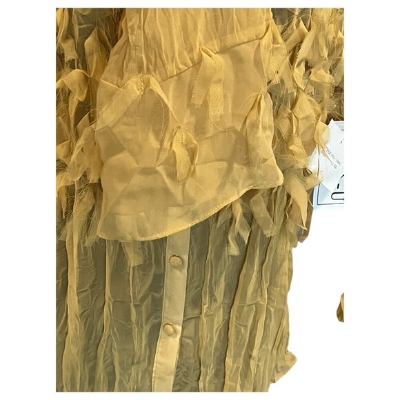 Dress U By Sharon Ruffled Button Top‎ Shirt Color: Mustard Size: XL 1990s NWT - Picture 7 of 9